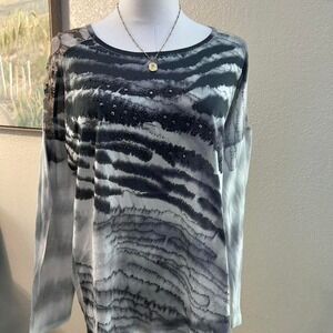 Y2K Tie Dye Studded Long Sleeve Top Made in USA - Size S